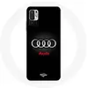 Maniacase Coque pour Xiaomi Poco M3 Pro Audi Logo Métal fond noir