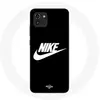 MANIACASE Coque pour Samsung Galaxy A03 Nike Logo blanc fond Noir
