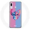 Coque - Samsung - Galaxy A20 - Souple - Protection - Stitch et Angel Bleu Rose