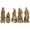 Crèche de Noël - SIGRIS - Nativité Jésus - 5 Unités - Résine Dorée - 31x7x11cm