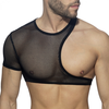 AD Fetish Crop Top Asymétrique Mesh Noir S