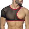 Crop Top IRREGULAR MESH Noir-Rouge XXL