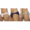 Addicted Lot de 3 Slips Bikini Coton Blanc - Bleu Marine - Gris XL