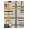 Atticgo Tapis géométrique en gris avec des tons moutarde et bleu, 160X230 cm