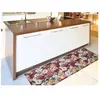 Atticgo Tapis de cuisine lavable fleurs rouge/rose 52x200 cm