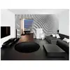 Tapis intérieur noir rond diam.120 cm FOX shaggy uni - ATTICGO