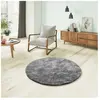 ATTICGO Tapis shaggy uni intérieur anthracite, diam.120 cm ROMA