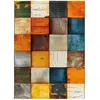 Atticgo Tapis géométrique à poils courts et carreaux multicolores, 140x200 cm