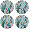 Floorart - 4 Sets de table paon 2 ronds multicolores - D.40 cm OS