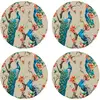Floorart - 4 Sets de table Peacock ronds 3 multicolores - D.40 cm OS