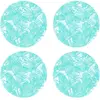Floorart - 4 Sets de table ronds feuilles turquoise - D.40 cm OS
