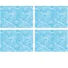 Floorart - 4 Sets de table rectangulaires vagues japonaises 1 bleus - ...