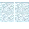 Floorart - 4 Sets de table rectangulaires mer du Japon bleus - 30x45 c...