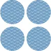 Floorart - 4 Sets de table ronds vagues japonaises 3 bleus - D.40 cm O...