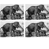 Floorart - 4 Sets de table Éléphant rectangulaires 10 multicolores - 3...