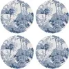 Floorart - 4 Sets de table ronds palmiers bleus - D.40 cm OS