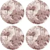 Floorart - 4 Sets de table ronds palmier rouges - D.40 cm T.U