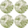 Floorart - 4 Sets de table ronds imprimés palmiers verts - D.40 cm T.U