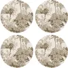 Floorart - 4 Sets de table ronds impression palmier sépia - D.40 cm OS
