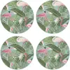 Floorart - 4 Sets de table ronds flamants roses tropicaux 2 multicolor...