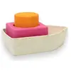 Oli & Carol - Bateau jouet caoutchouc recyclé orange - Jouet de bain - Cadeau pour bébé 0 3 6 mois, 1 an - 3 figurines empilables