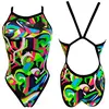 Maillot de bain de natation Turbo Geo Abstract bretelles fines noir vert femme - S