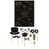 Lot 8 accessoires Photobooth sur tige Happy New Year + Toile de fond