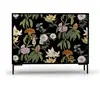 RNT by Really Nice Things Buffet bas 2portes 4 tiroirs MDF imprimé floral sur fond noir