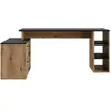 BUT Bureau d'angle 183 cm 2 tiroirs WRITE W coloris chêne et noir