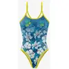 Maillot de bain Otso Swim Bike Run Flower bleu foncé jaune femme - XS