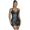 957568 robe zippée en cuir noir s/m