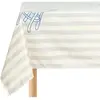Nappe de table rectangulaire en coton bio à rayures bleu 150 x 250 cm ...