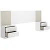 Tête de lit avec chevets intégrés - LOMA - Blanc / Bois - 258,6 x 34,2 x 106 cm