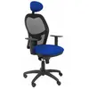 Chaise Jorquera Noir Maille Similaire Siège Bleu Avec Appui-Tête Fixe