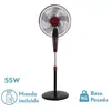 FABRILAMP Ventilateur Sur Pied Borlon Noir/Bordeaux 55W 3 Vitesses Oscillantes