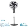 FABRILAMP Ventilateur Sur Pied Tolon Noir 3 Vitesses 85w 6 Pales Minuterie à Distance 3 Modes Air Regx50x43 Cm