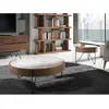 Angel Cerdá Table Basse Ronde En Marbre Porcelaine Noyer Et Acier Noir
