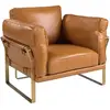 ANGEL CERDA Fauteuil en cuir véritable camel au design moderne et élégant