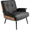 Fauteuil élégant en similicuir noir et noyer