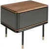 ANGEL CERDA Table de nuit moderne en bois gris foncé et acier noir avec plateau en noyer naturel