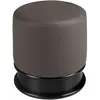 ANGEL CERDA Pouf moderne en similicuir gris foncé avec pieds en bois