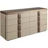 Commode En Bois Gris Foncé Mat, Acier Noir Et Plateau En Noyer