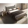 Lit en simili-cuir gris foncé