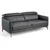 Canapé 3 places en cuir et acier noir 6059C, 197 x 100 x 94 cm. -