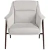 Angel Cerda Fauteuil tissu blanc et pieds acier brun