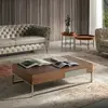 Angel Cerda Table basse effet bois noyer et acier chromé