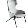 Angel Cerda Fauteuil tissu gris et pieds acier noir