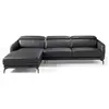 Canapé méridienne en cuir et acier noir 6040C, 283 x 174 x 75/94 cm. -