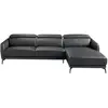 Angel Cerda Canapé méridienne en cuir et acier noir 6041C, 283 x 174 x 75/94 cm. -
