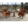 Angel Cerda Fauteuil pivotant simili cuir et bois